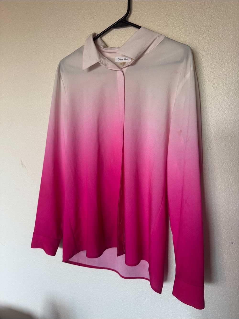 Calvin Klein Pink Ombre Button-Down Blouse